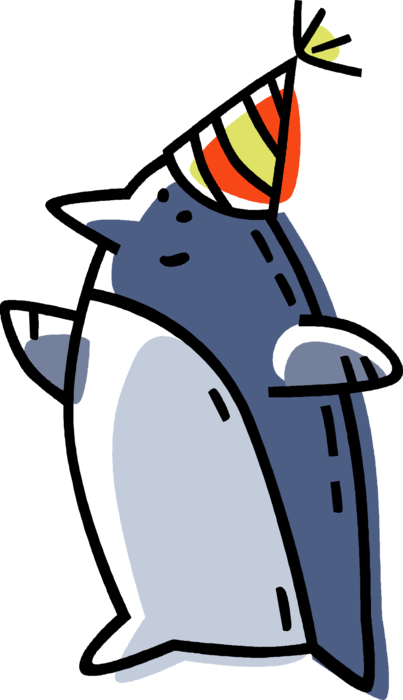 Vector Illustration of Penguin in Party Celebration Hat