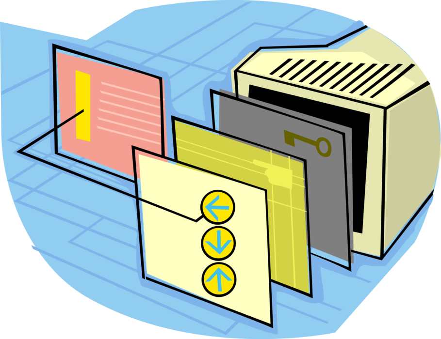 Vector Illustration of Computer Document Management Software Solutions