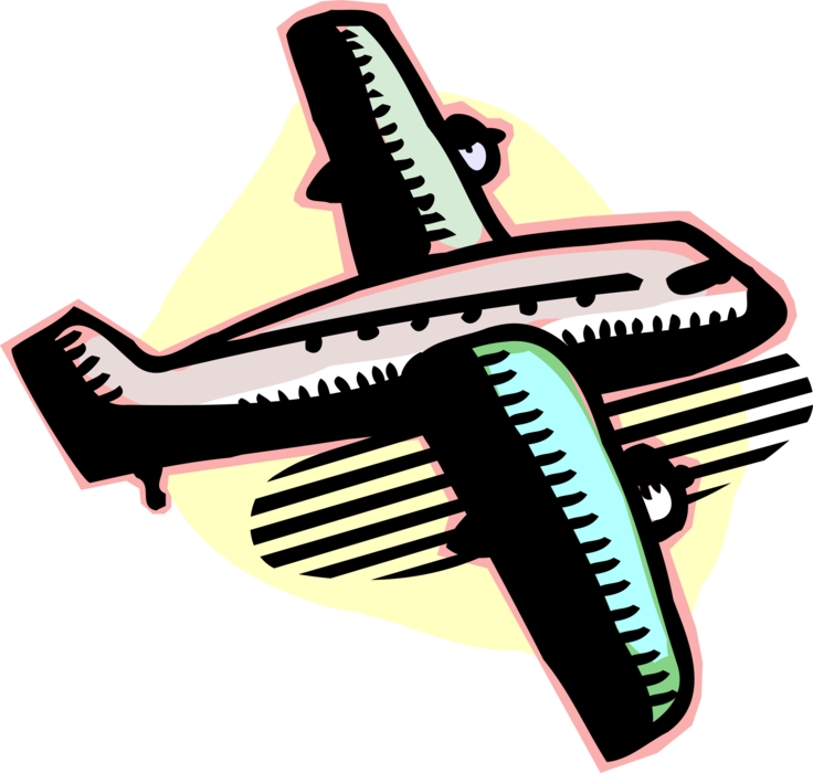 Vector Illustration of Commercial Airline Passenger Plane Jet Airplane