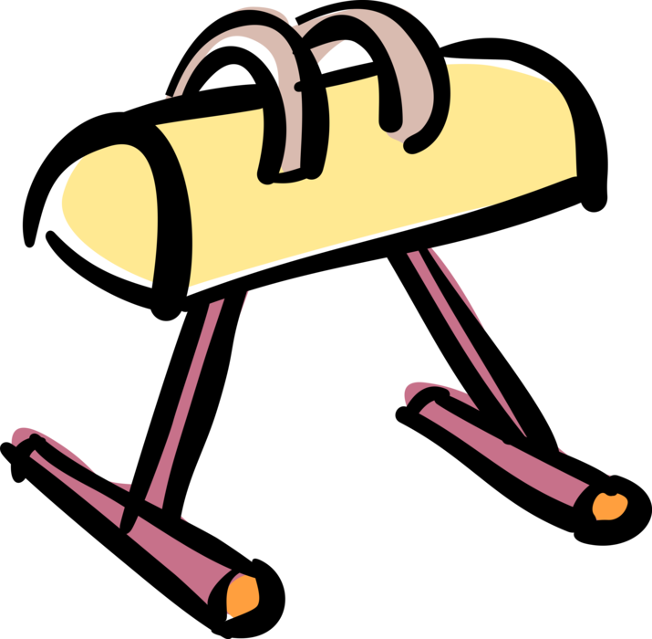 Vector Illustration of Pommel Horse Artistic Gymnastics Apparatus used by Gymnasts