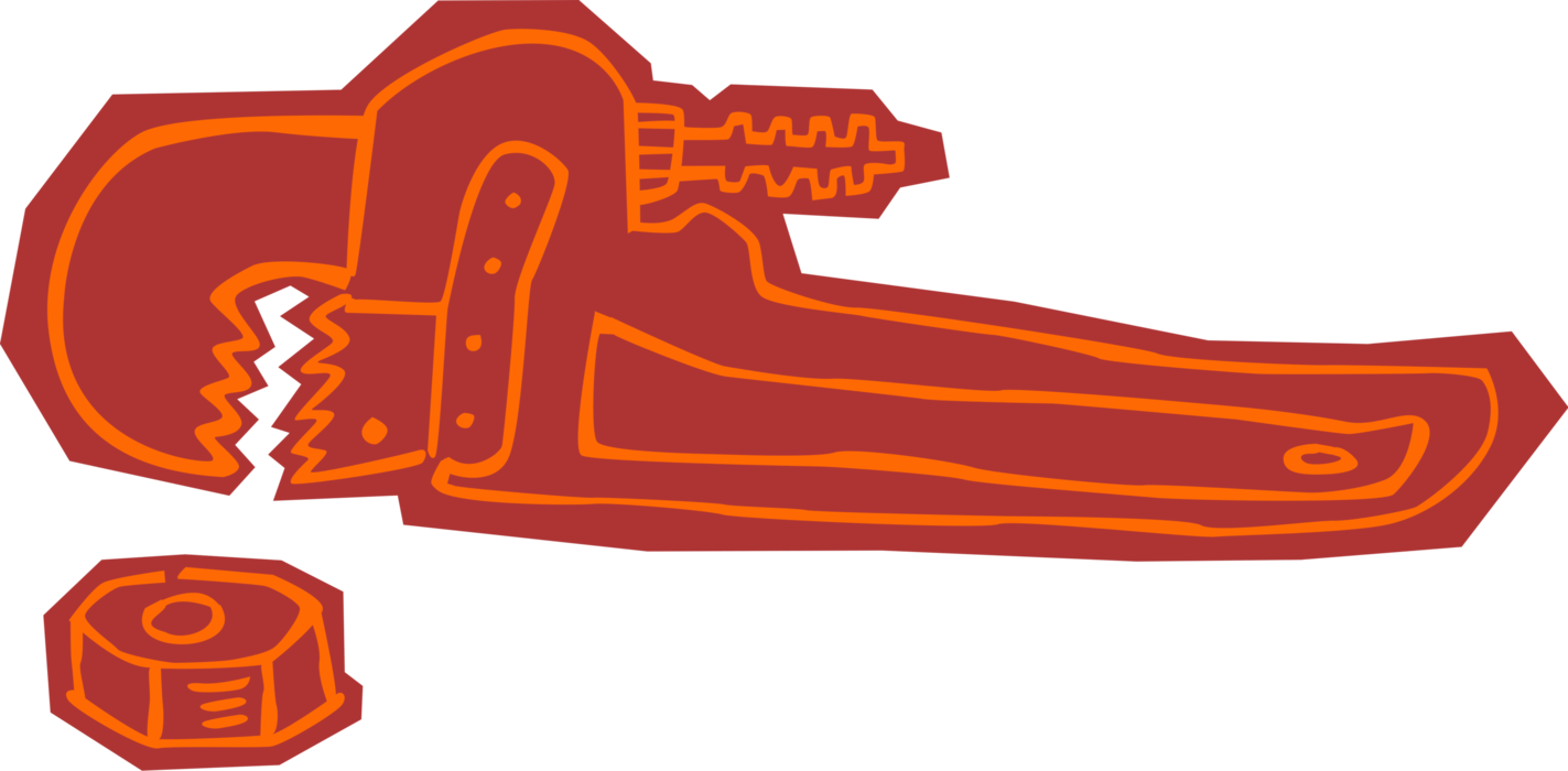 Vector Illustration of Pipe Wrench or Stillson Wrench used for Turning Soft Iron Pipes
