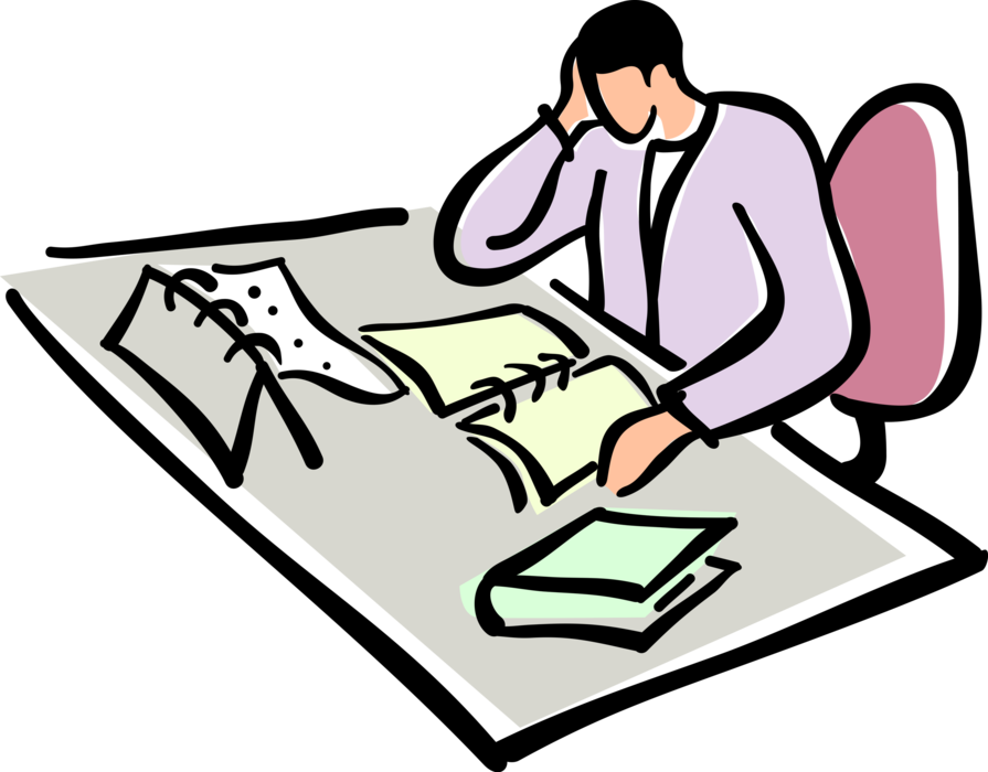 Vector Illustration of Reviewing Daily Appointment Schedule Working at Desk