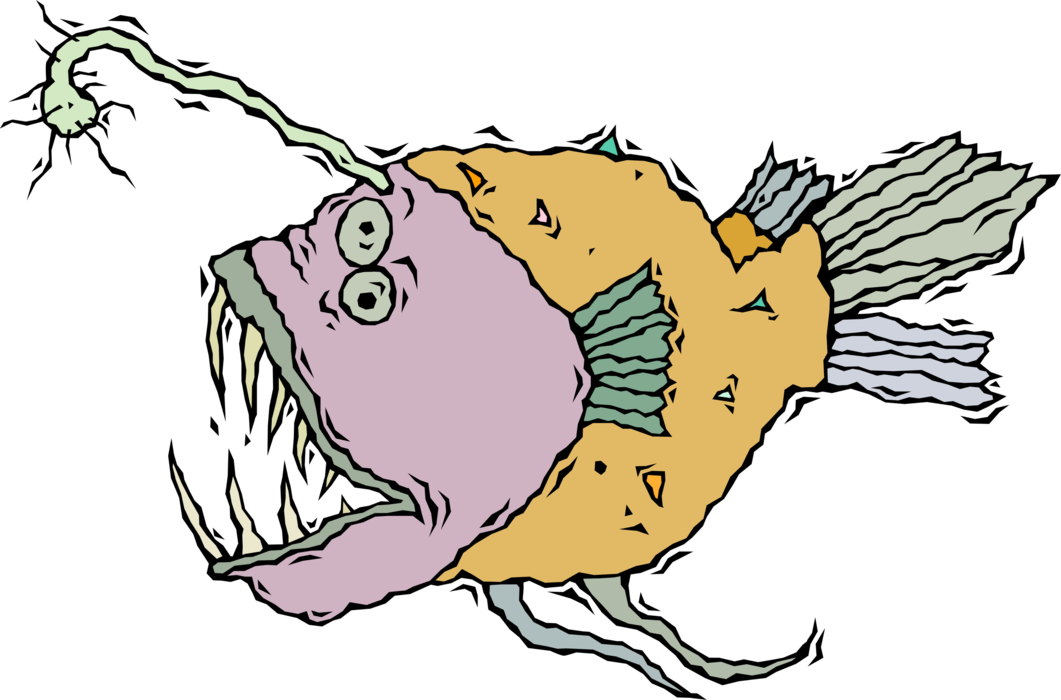 Vector Illustration of Deep Sea Anglerfish Among the World's Ugliest Fish