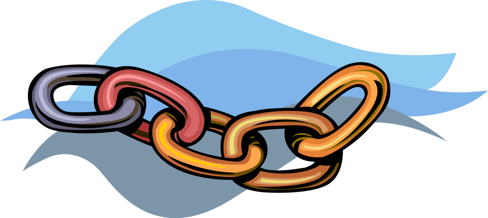Vector Illustration of Marine Docking Chain Links with Ocean Waves