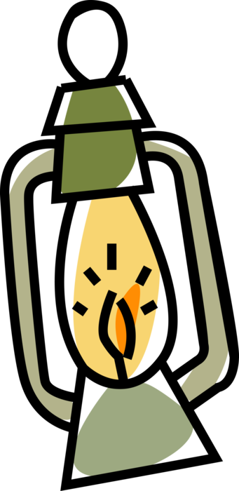 Vector Illustration of Kerosene Oil Lamp Hurricane Lantern Provides Light