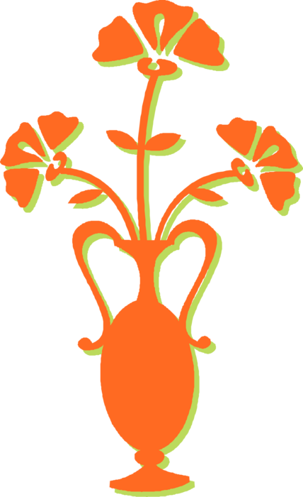 Vector Illustration of Botanical Horticulture Plant Floral Cut Flowers in Ceramic Vase