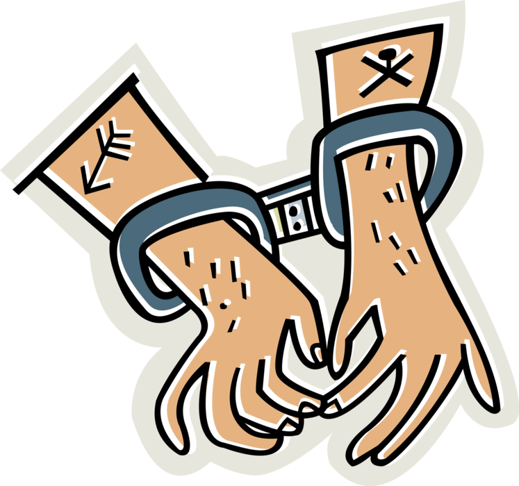 Vector Illustration of Restraint Device Handcuffs Secure Individual's Wrists