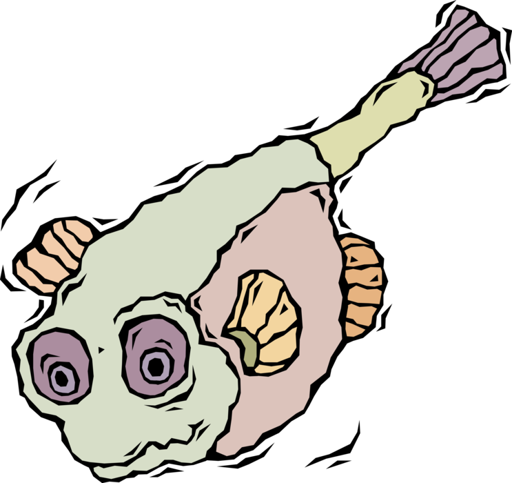 Vector Illustration of Poisonous Pufferfish Blow Fish, Blowfish Toxic Aquatic Marine Animal