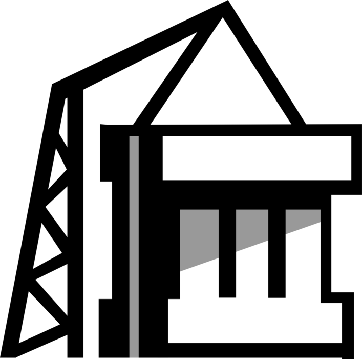 Vector Illustration of Building Crane with Architectural Column
