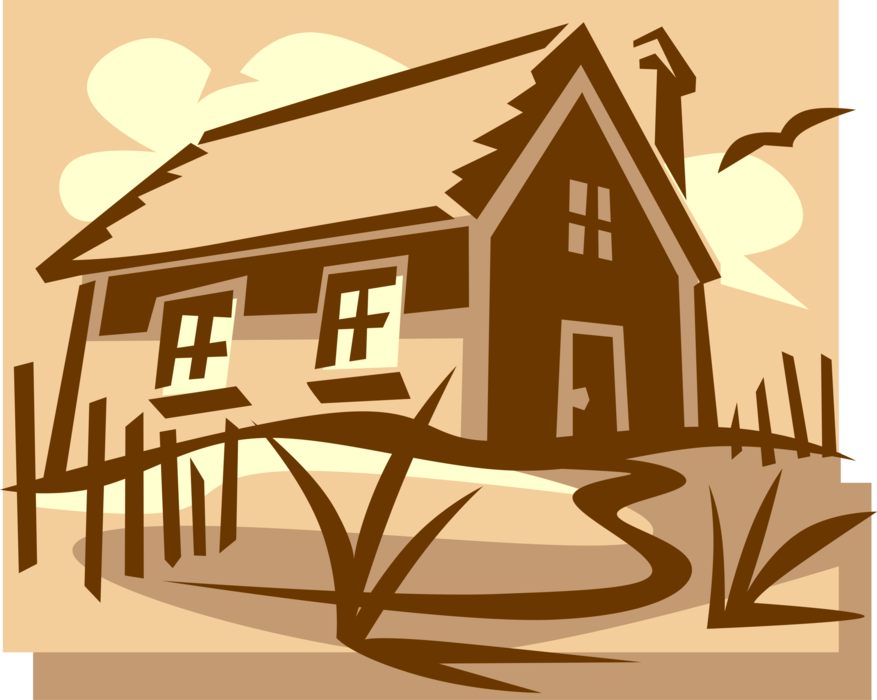 Vector Illustration of Country Cottage Cabin House Dwelling Residence