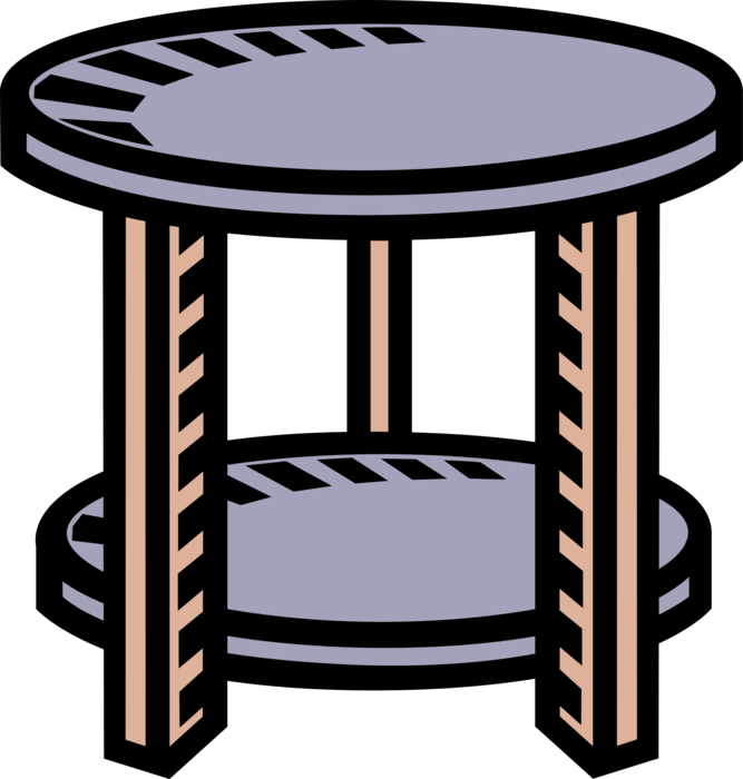 Vector Illustration of Round Pedestal Table Hosehold Furniture