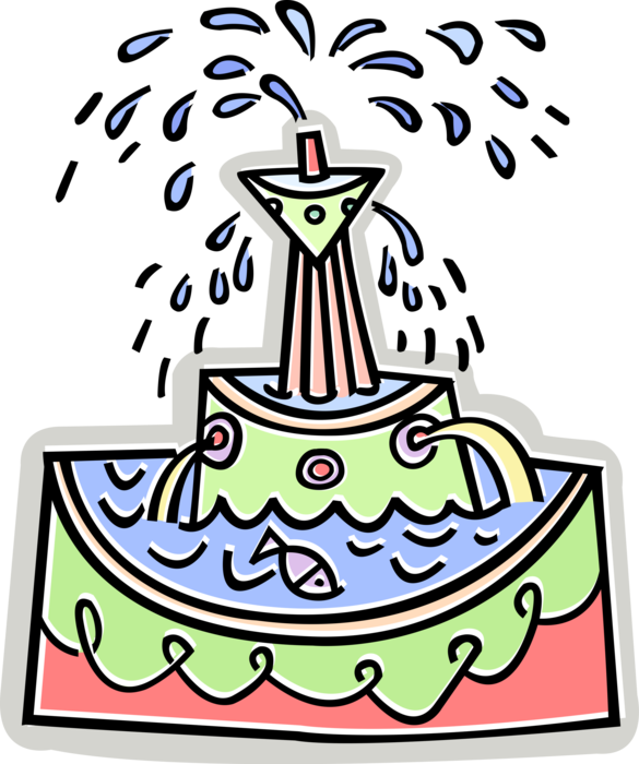 Vector Illustration of Park Water Fountain