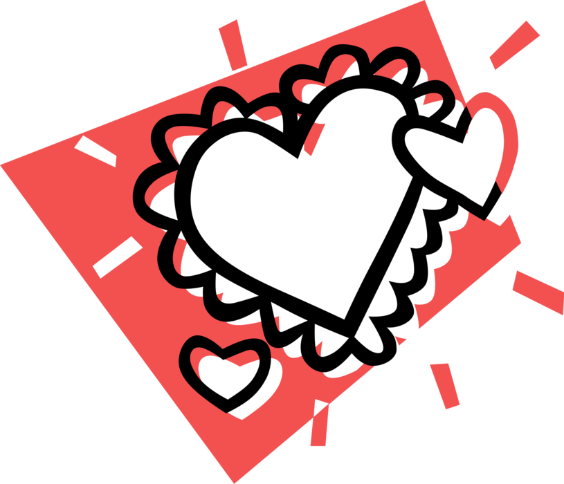Vector Illustration of Valentine's Day Sentimental Heart Expression of Affection