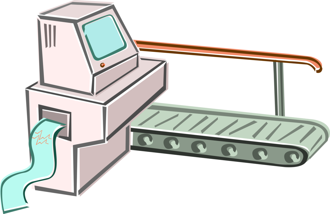 Vector Illustration of Electrocardiogram Stress Test Treadmill