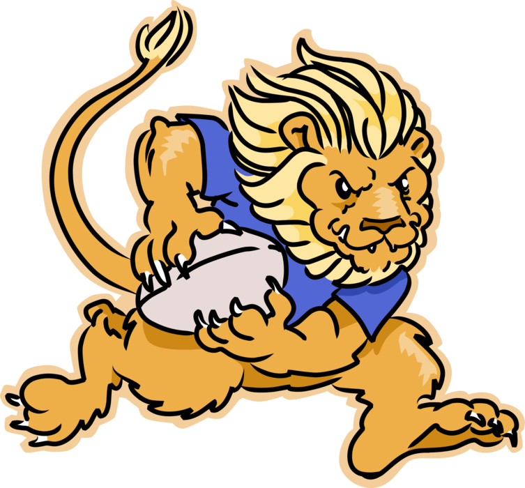 Vector Illustration of African Male Lion King of the Jungle Plays Rugby