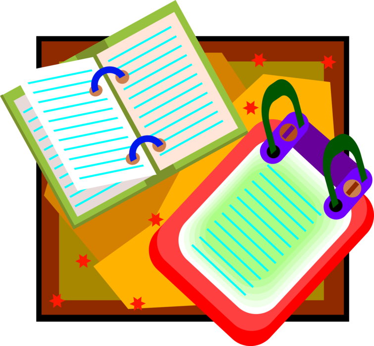 Vector Illustration of Clipboard Portable Writing Surface for Holding Paper in Place with Ring Notebook
