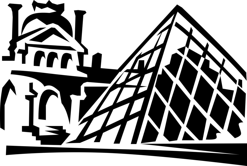 Vector Illustration of Louvre Museum World's Largest Museum and Historic Monument in Paris, France