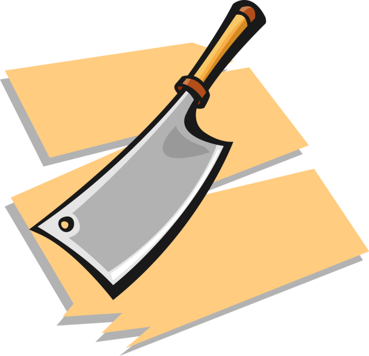 Vector Illustration of Kitchen Kitchenware Meat Cleaver Knife