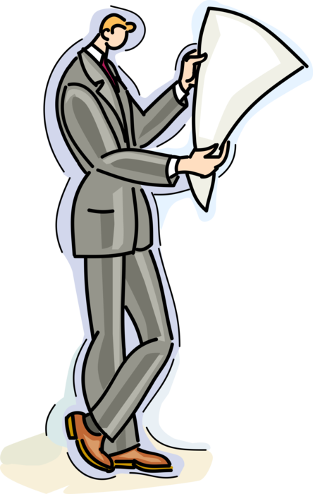 Vector Illustration of Businessman Reads Newspaper