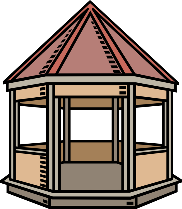 Vector Illustration of Park or Garden Gazebo Pavilion Structure