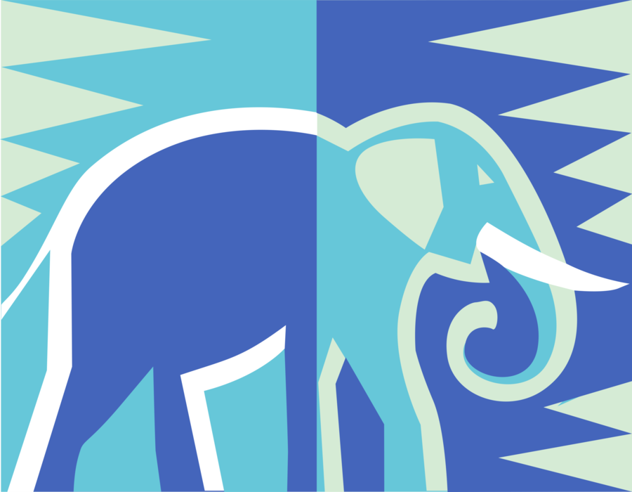 Vector Illustration of African Elephant with Ivory Tusk