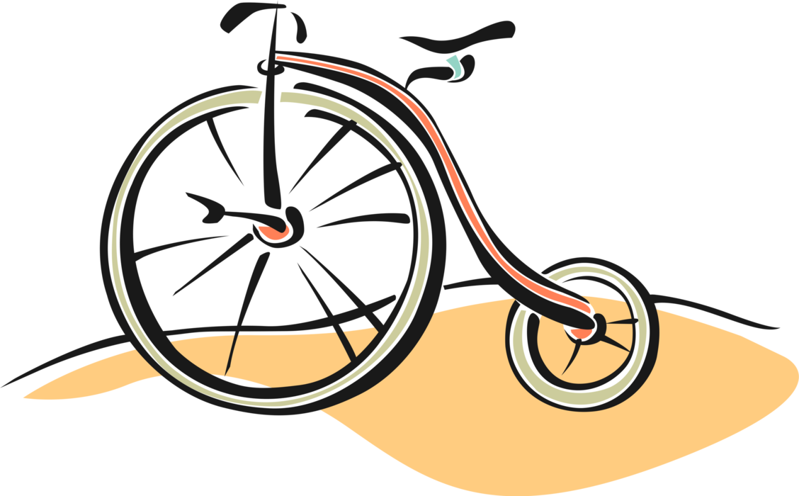 Vector Illustration of Old Fashioned Antique Penny-Farthing First Machine to be Called "Bicycle"