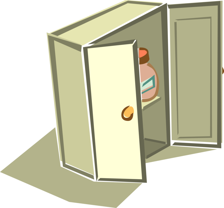 Vector Illustration of Bathroom Medicine Storage Cabinet