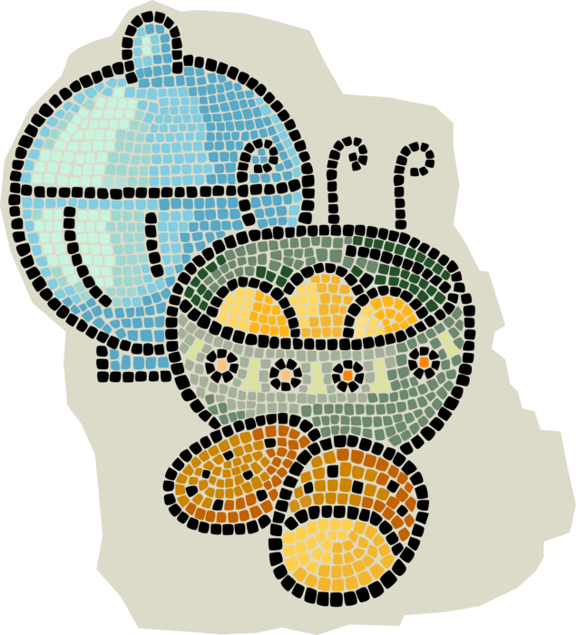 Vector Illustration of Decorative Mosaic Roasted Potatoes