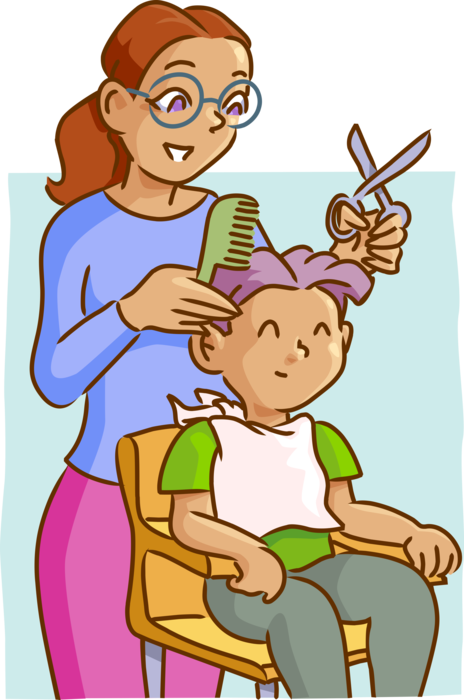 Vector Illustration of Beauty Salon Beautician Barber and Hairdresser Hair Stylist Cuts Hair