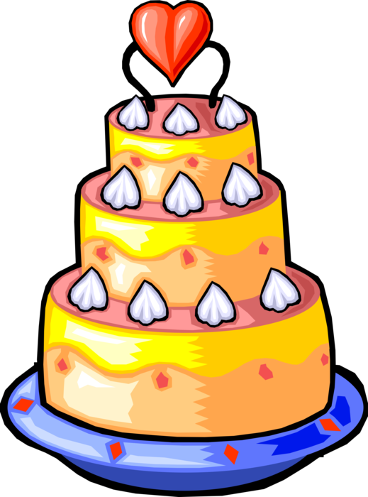 Vector Illustration of Wedding Cake Traditional Cake Served at Wedding Receptions with Love Heart