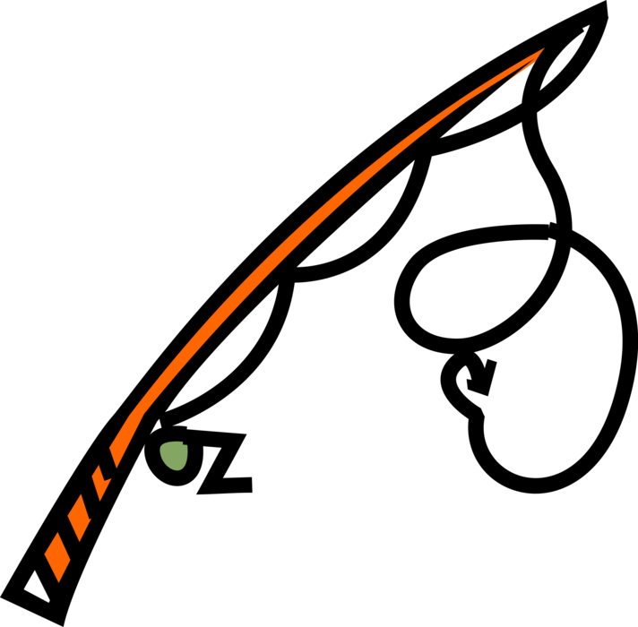 Vector Illustration of Sport Fisherman Angler's Fishing Rod and Reel