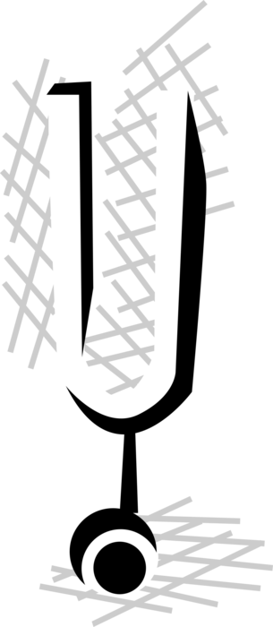 Vector Illustration of Two-Pronged Tuning Fork Acoustic Resonator used to Tune Musical Instruments