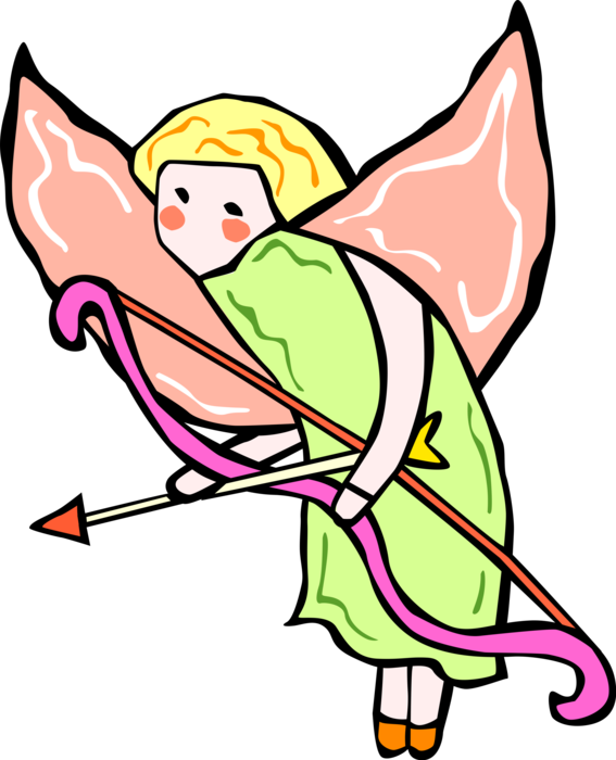 Vector Illustration of Spiritual Angel with Bow and Arrow