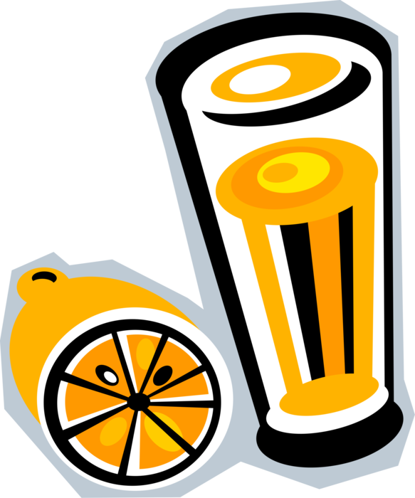Vector Illustration of Glass of Citrus Orange Juice