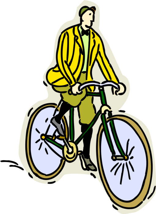 Vector Illustration of Cycling Enthusiast Riding Bicycle on Street