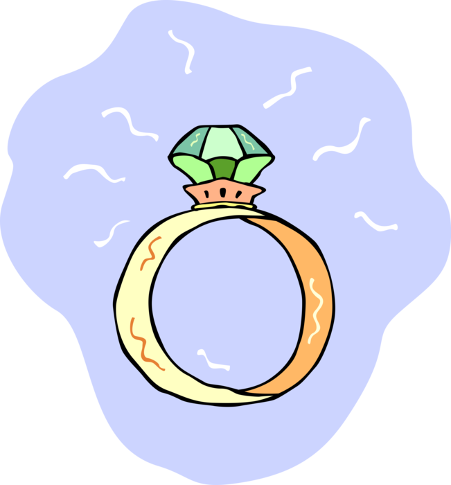 Vector Illustration of Gold Ring Jewelry or Jewellery with Emerald Gemstone