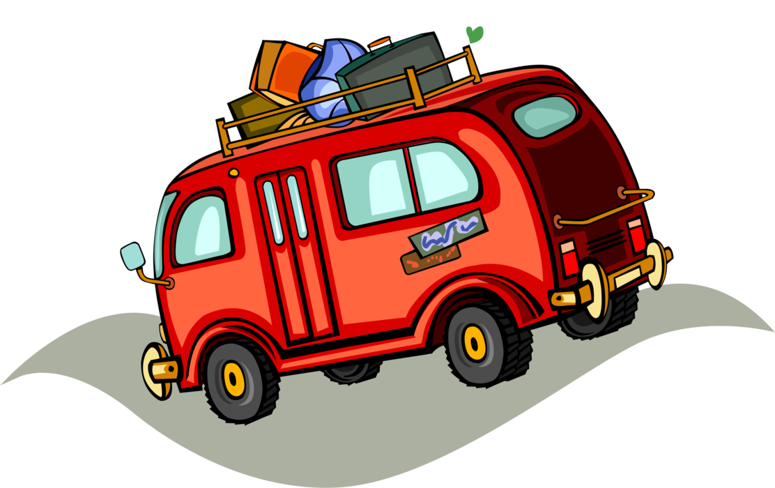 Vector Illustration of Minibus Family Van Automobile Motor Vehicle
