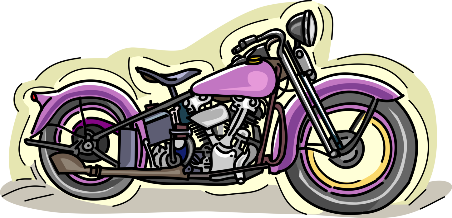 Vector Illustration of Vintage Motorcycle or Motorbike Motor Vehicle