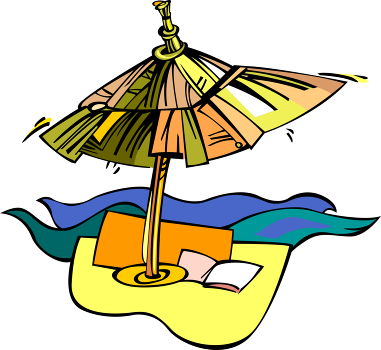 Vector Illustration of Beach Umbrella or Parasol Rain Protection