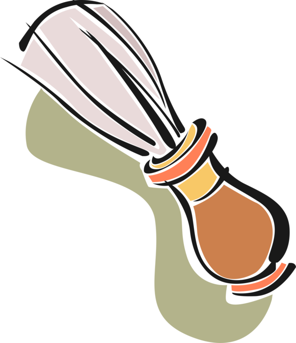 Vector Illustration of Personal Grooming Shaving Brush Applies Shaving Cream