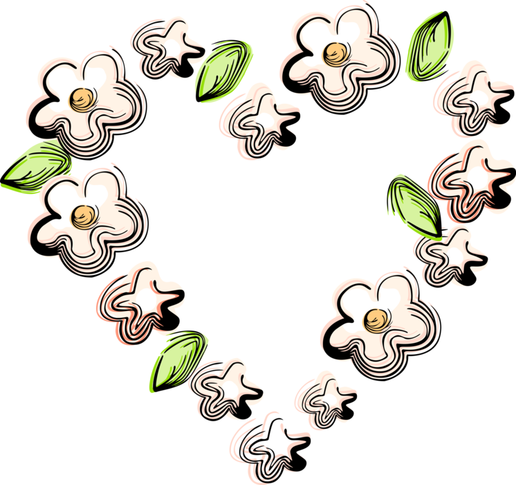 Vector Illustration of Floral Romantic Flower Love Heart