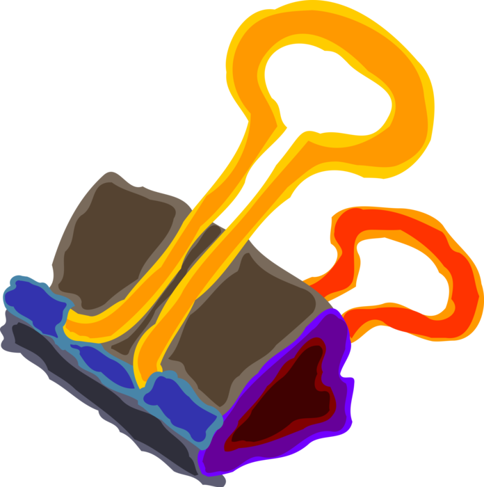 Vector Illustration of Strong Metal Bulldog Binder Clip Keeps Papers Securely Fastened