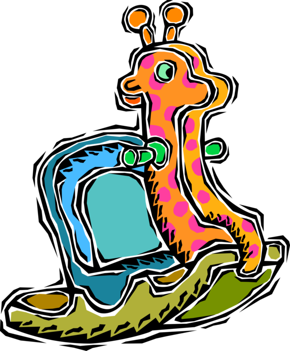 Vector Illustration of Child's Rocking Giraffe Play Toy