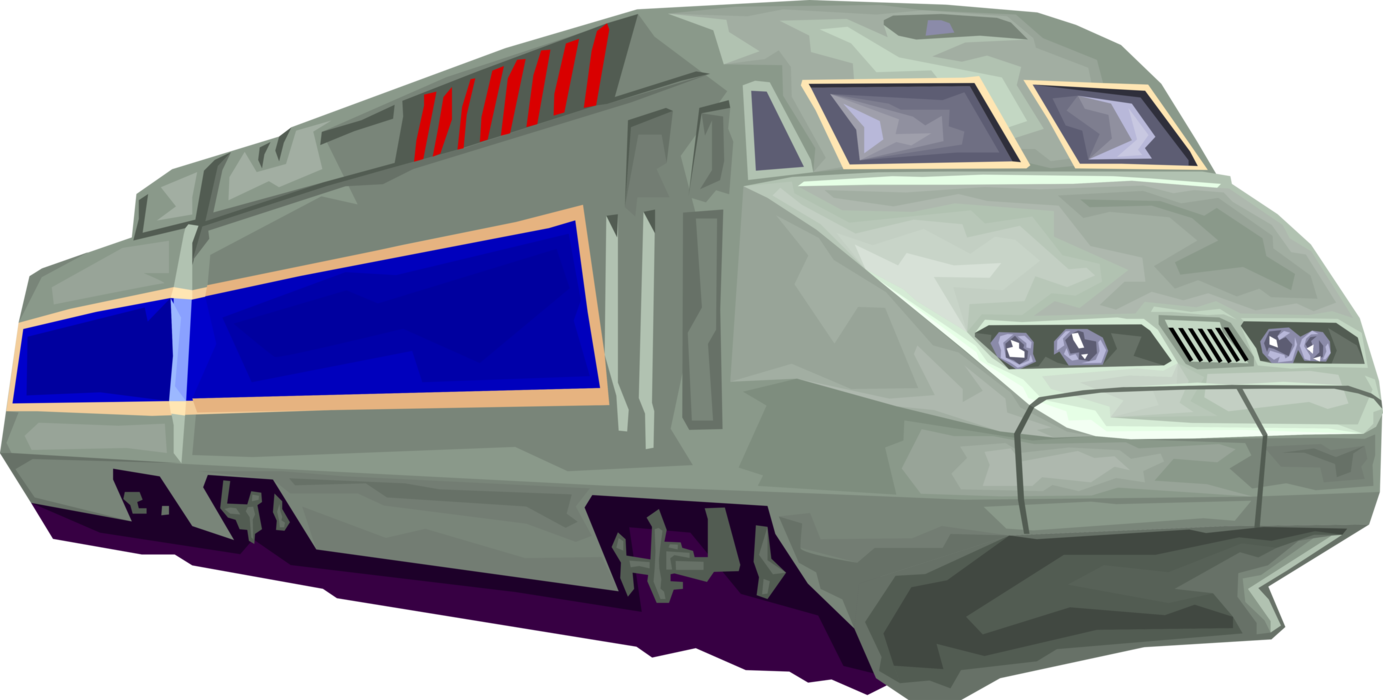 Vector Illustration of High Speed Railway Transport Bullet Train
