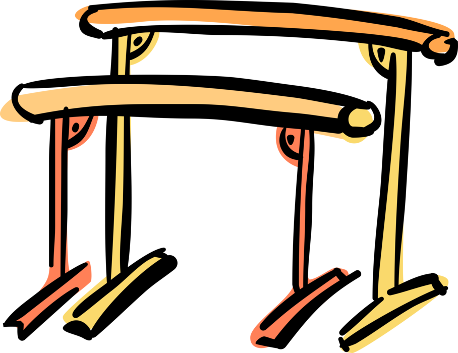 Vector Illustration of Uneven Bars or Asymmetric Bars Artistic Gymnastics Apparatus used by Gymnasts