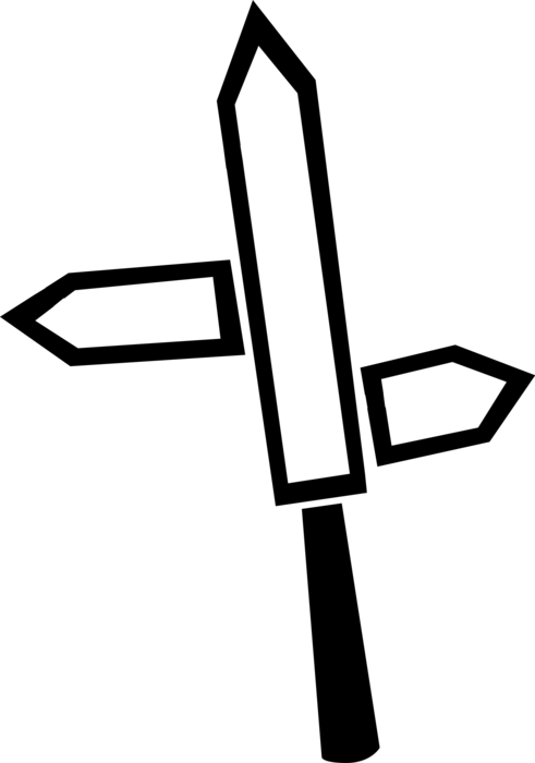 Vector Illustration of Roads and Highways Signpost Sign Directional Arrows Indicate Direction