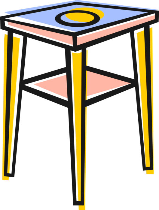 Vector Illustration of End Table Furniture with Storage Shelf