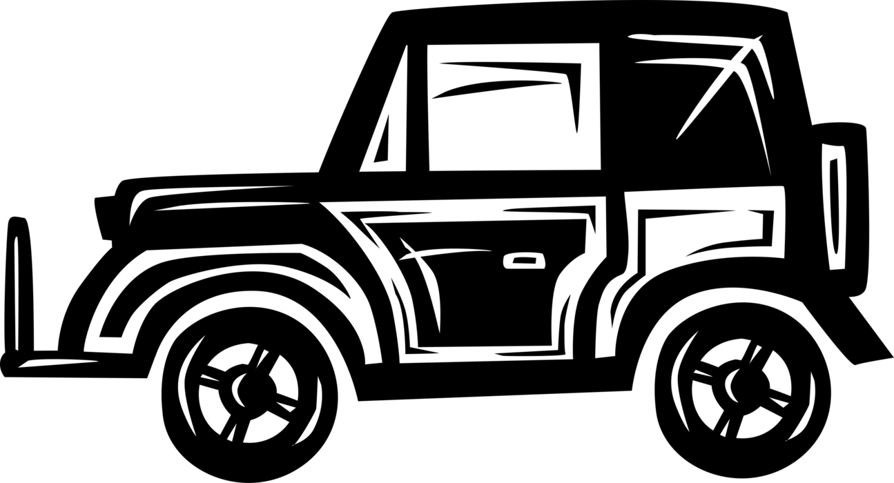 Vector Illustration of Jeep Sports Utility Off-Road Automobile Motor Vehicle 