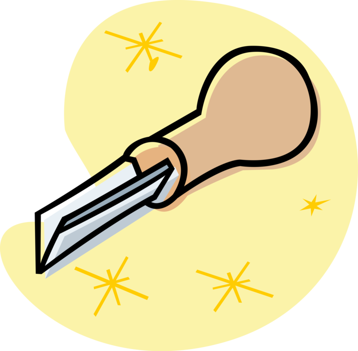 Vector Illustration of Woodworking and Woodcarving V-Shaped Chisel Tool
