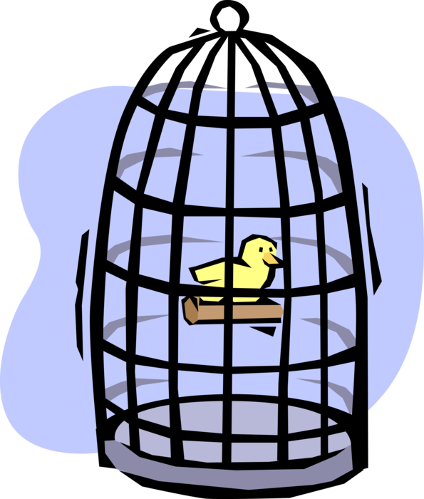 Vector Illustration of Birdcage Cage for Pet Yellow Canary Bird